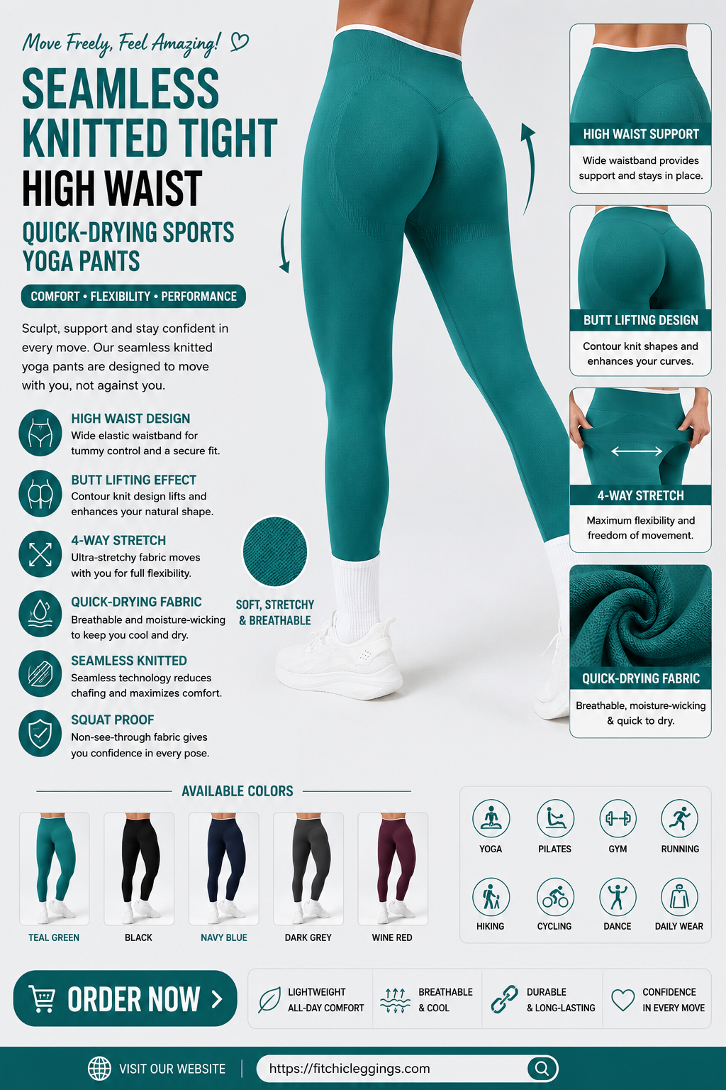 Seamless Knitted Tight High Waist Quick-drying Sports Yoga Pants